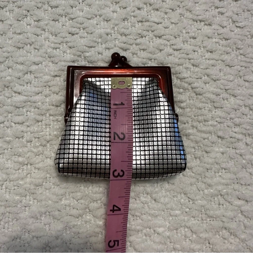 Vintage Regal Clutch and Coin Purse Set Silver Tone Mesh Print Vinyl - Picture 14 of 15